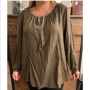 Olive green long sleeve blouse